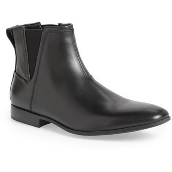 NEW Calvin Klein Mens Carlisle Boots!  9 Black Leather  Chelsea Style  *NO BOX* - Picture 1 of 3